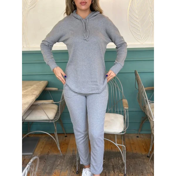 Kadın Uzun Kollu şardonlu Kaşkorse Kapüşonlu Ikili Takım