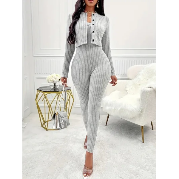 Kadın Uzun Kollu şardonlu Kaşkorse Straplez Ile Kısa önden Düğmeli Ceket Ikili Takım