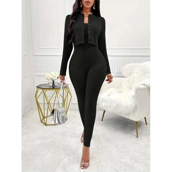 Kadın Uzun Kollu şardonlu Kaşkorse Straplez Ile Kısa önden Düğmeli Ceket Ikili Takım