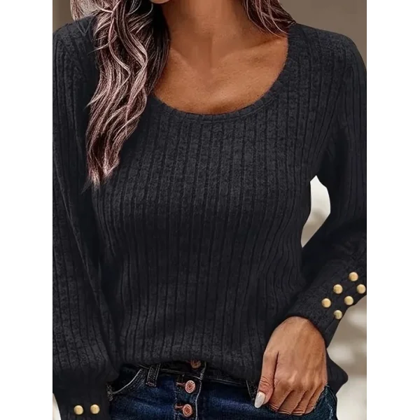 Kadın Uzun Kollu şardonlu Kolu Düğme Detay Kaşkorse Bluz