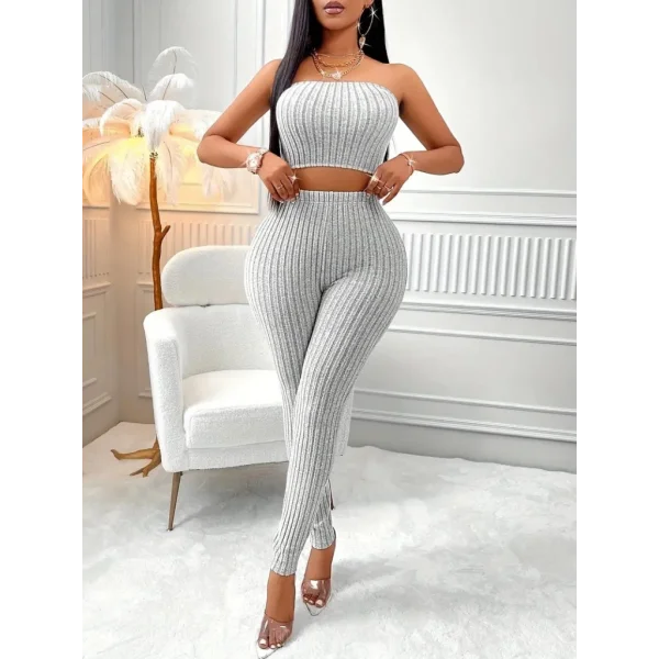 Kadın Uzun Kollu Straplez şardonlu Kaşkorse Bluz önü Düğmeli Ceket Ve Tayt Pantolonlu üçlü Takım