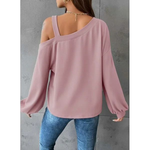 Kadın Uzun Kollu Tek Omuz Askı Detay Salaş Dalgıç Bluz