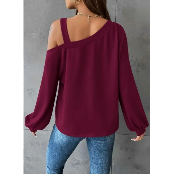 Kadın Uzun Kollu Tek Omuz Askı Detay Salaş Dalgıç Bluz