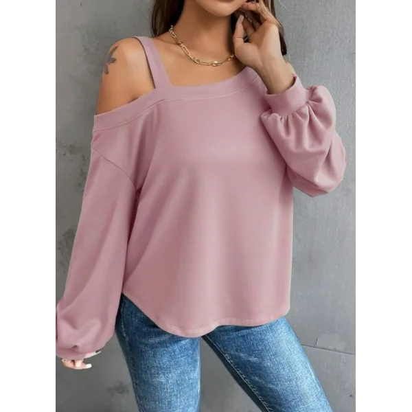 Kadın Uzun Kollu Tek Omuz Askı Detay Salaş Dalgıç Bluz