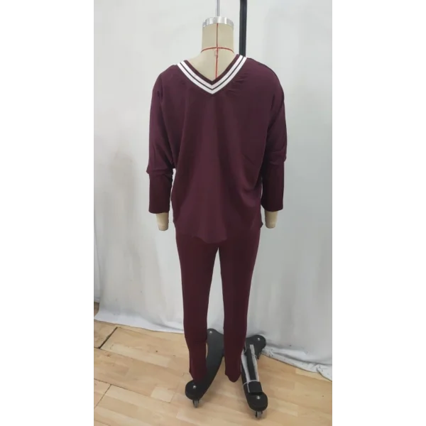 Kadın Uzun Kollu Tek Omuzu Açık Detaylı Viskon Iki Iplik Bluz Ve Pantolon Ikili Takım