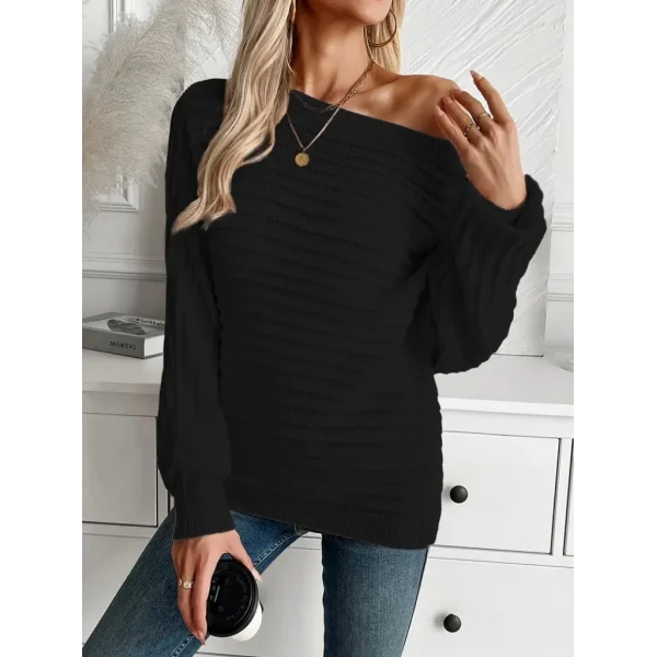 Kadın Uzun Kollu Tek Omuzu Açık Triko Bluz