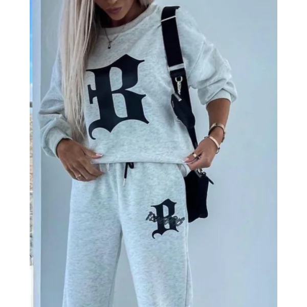 Kadın Uzun Kollu Tek Omuzu Açık Uzun Kollu Iki Iplik Bluz Ve Bağcıklı Pantolon Ikili Takım