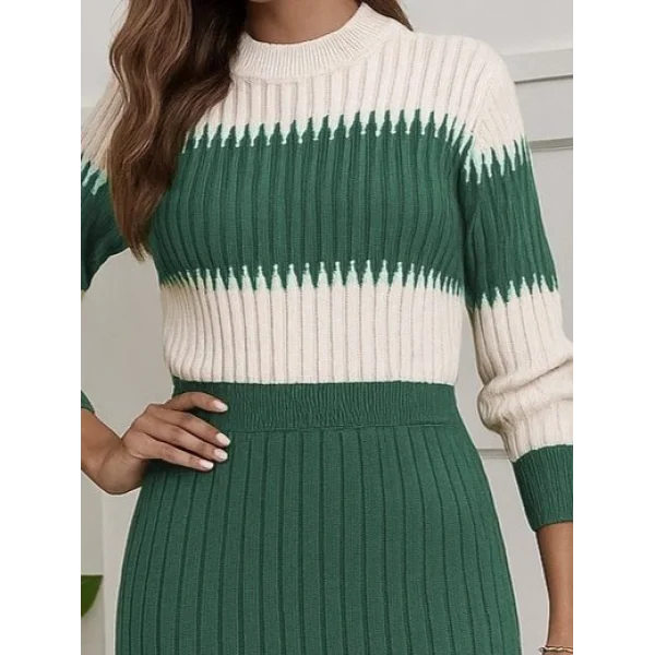 Kadın Uzun Kollu Triko Etekli Takım