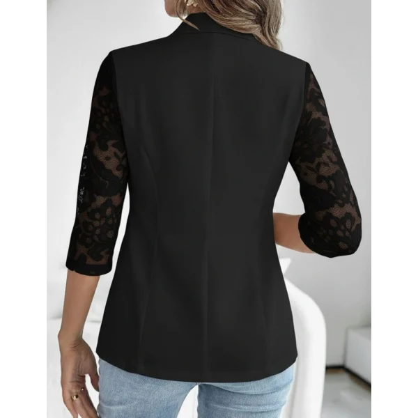 Kadın Uzun Kollu Truvakar Kol önden Düğmeli Cepli Dantelli Atlas Ceket