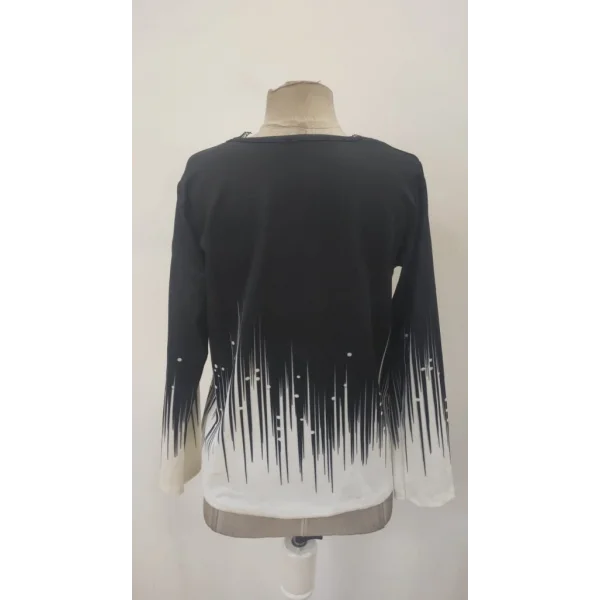 Kadın Uzun Kollu V Dantel Yaka Desenli Modal Bluz