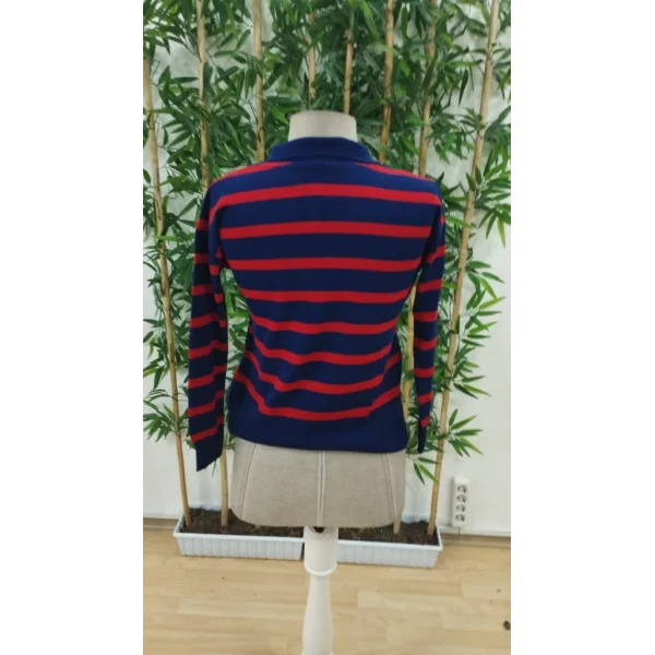 Kadın Uzun Kollu V Yaka çizgili Triko Bluz