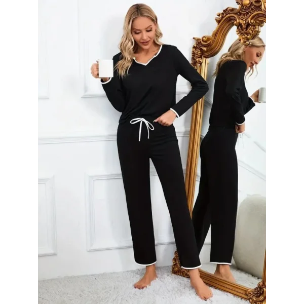 Kadın Uzun Kollu V Yaka Viskon Ikili Takım