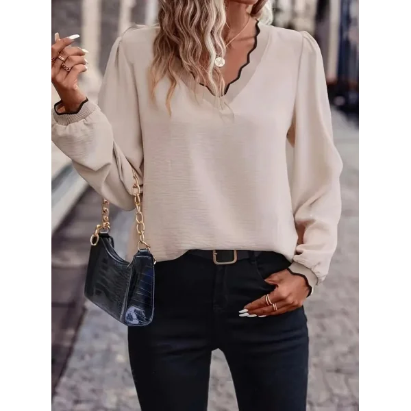 Kadın Uzun Kollu V Yakalı Aerobin Bluz