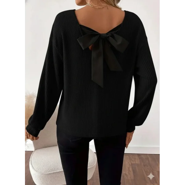 Kadın Uzun Kollu V Yakalı Arkadan Kurdela Detaylı şardonlu Kaşkorse Bluz