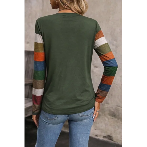 Kadın Uzun Kollu V Yakalı Cepli çok Renkli Viskon Bluz