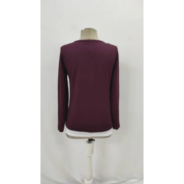 Kadın Uzun Kollu V Yakalı çift Renkli Viskon Iki Iplik Bluz