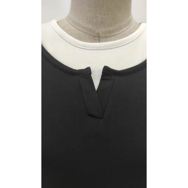 Kadın Uzun Kollu V Yakalı çift Renkli Viskon Iki Iplik Bluz