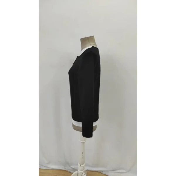 Kadın Uzun Kollu V Yakalı çift Renkli Viskon Iki Iplik Bluz