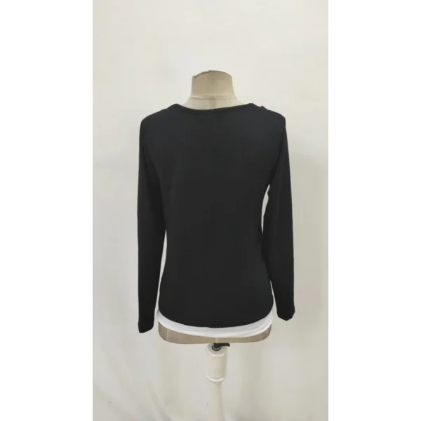 Kadın Uzun Kollu V Yakalı çift Renkli Viskon Iki Iplik Bluz