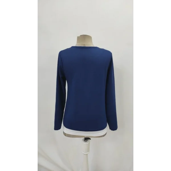 Kadın Uzun Kollu V Yakalı çift Renkli Viskon Iki Iplik Bluz