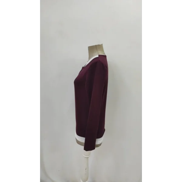 Kadın Uzun Kollu V Yakalı çift Renkli Viskon Iki Iplik Bluz