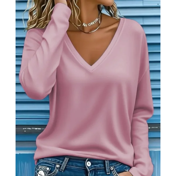 Kadın Uzun Kollu V Yakalı Dalgıç Bluz