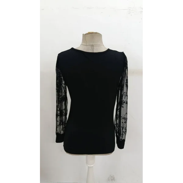 Kadın Uzun Kollu V Yakalı Dantelli Viskon Bluz