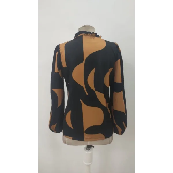 Kadın Uzun Kollu V Yakalı Desenli Modal Bluz