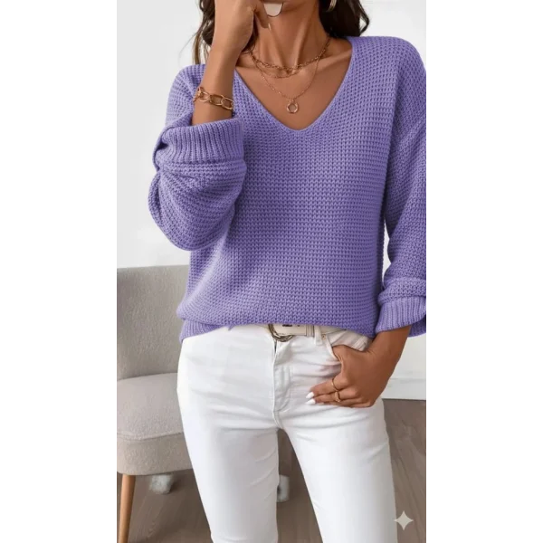 Kadın Uzun Kollu V Yakalı Düğmeli Triko Bluz