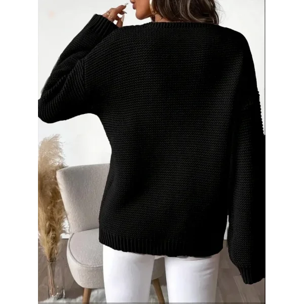 Kadın Uzun Kollu V Yakalı Düğmeli Triko Bluz