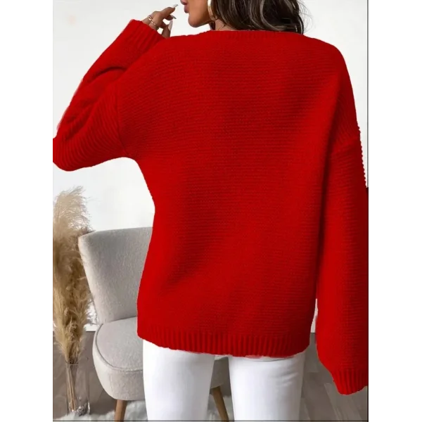 Kadın Uzun Kollu V Yakalı Düğmeli Triko Bluz