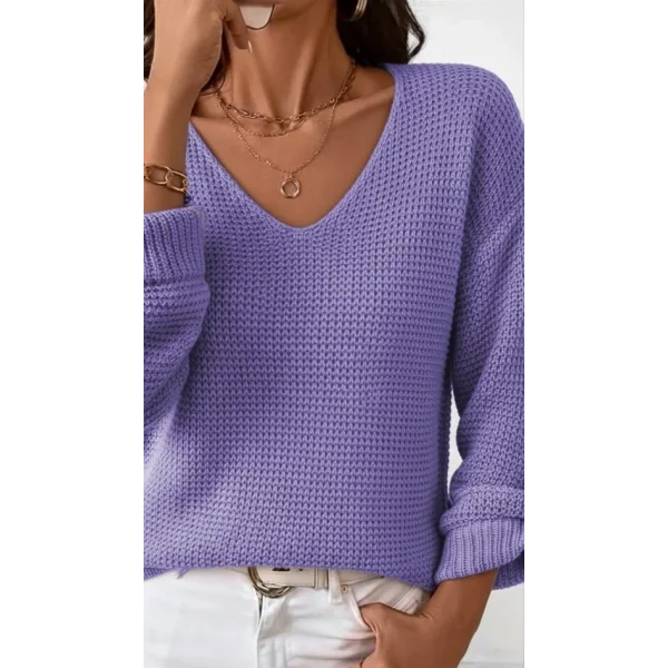 Kadın Uzun Kollu V Yakalı Düğmeli Triko Bluz