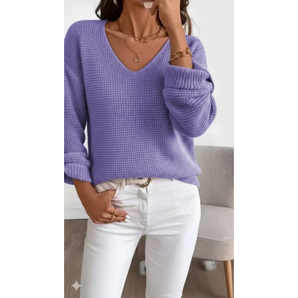Kadın Uzun Kollu V Yakalı Düğmeli Triko Bluz