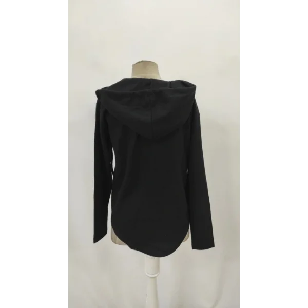 Kadın Uzun Kollu V Yakalı Kapşonlu Waffle Bluz