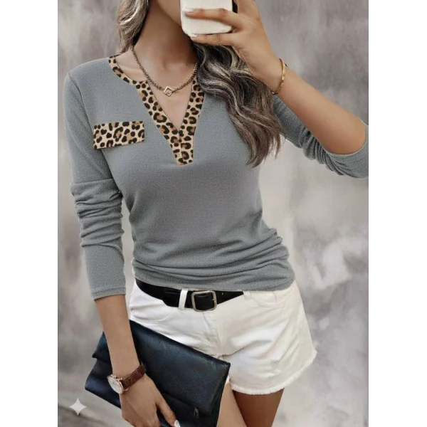 Kadın Uzun Kollu V Yakalı Kaşkorse Bluz