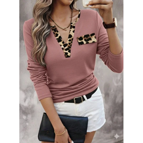Kadın Uzun Kollu V Yakalı Kaşkorse Bluz