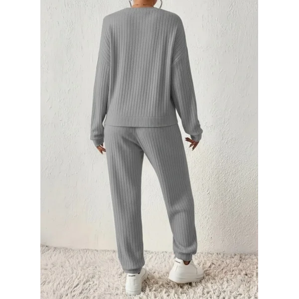 Kadın Uzun Kollu V Yakalı Kaşkorse Bluz Ve Pantolon Ikili Takım