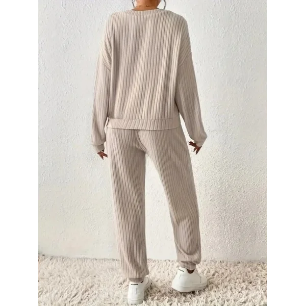 Kadın Uzun Kollu V Yakalı Kaşkorse Bluz Ve Pantolon Ikili Takım