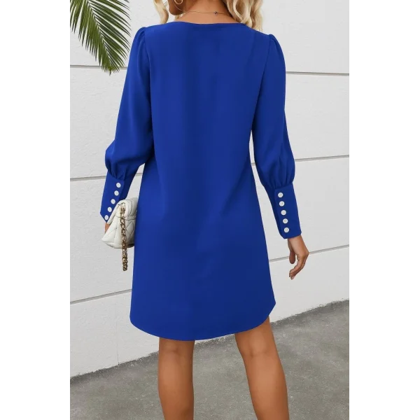 Kadın Uzun Kollu V Yakalı Kısa Ithal Krep Elbise