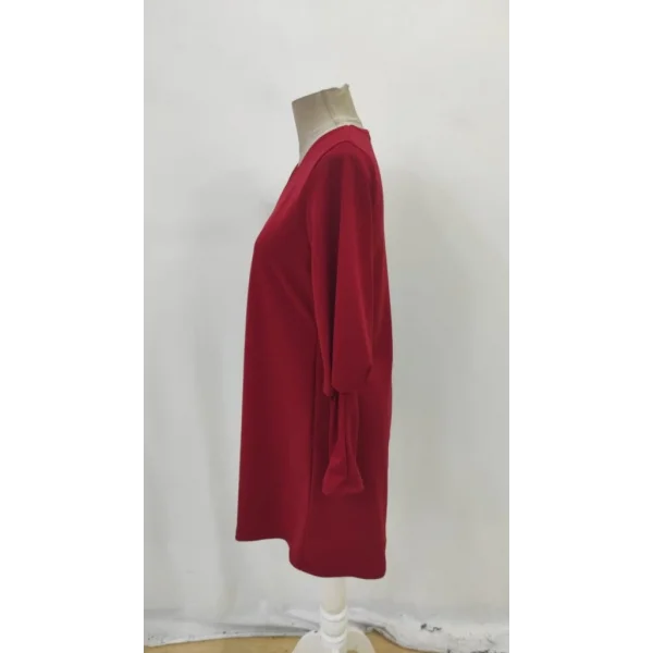 Kadın Uzun Kollu V Yakalı Kısa Ithal Krep Elbise