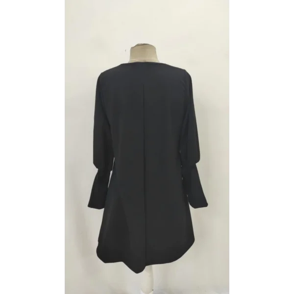 Kadın Uzun Kollu V Yakalı Kısa Ithal Krep Elbise