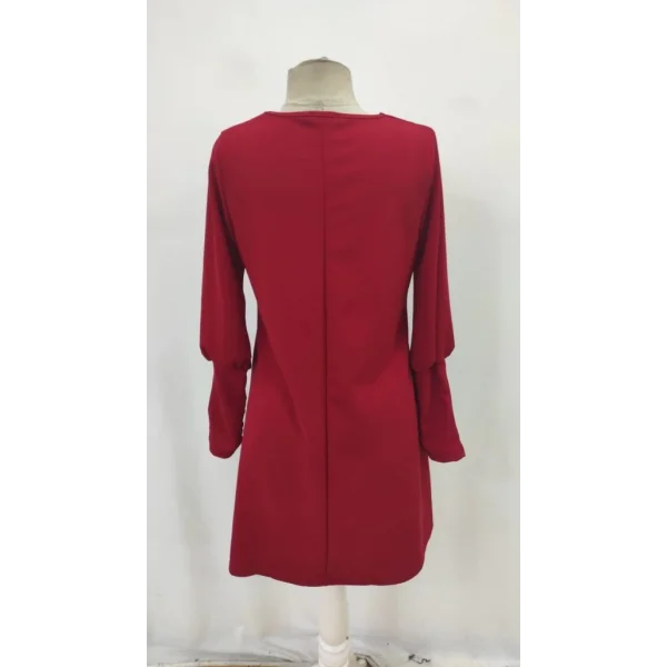 Kadın Uzun Kollu V Yakalı Kısa Ithal Krep Elbise