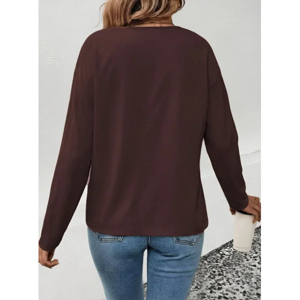 Kadın Uzun Kollu V Yakalı Leopar Detaylı Viskon Iki Iplik Bluz