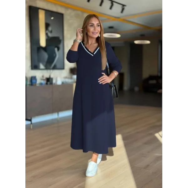 Kadın Uzun Kollu V Yakalı Midi çağla Yeşili Modal Elbise