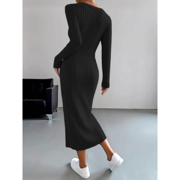 Kadın Uzun Kollu V Yakalı önden Düğmeli şardonlu Kaşkorse Elbise