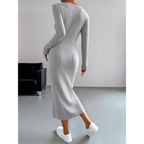 Kadın Uzun Kollu V Yakalı önden Düğmeli şardonlu Kaşkorse Elbise