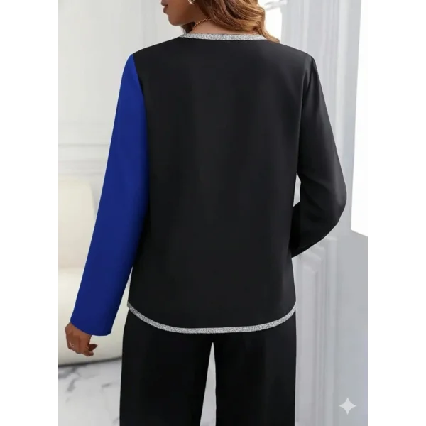 Kadın Uzun Kollu V Yakalı Pul Payet Işlemeli Ithal Krep Bluz