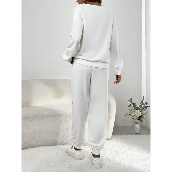 Kadın Uzun Kollu V Yakalı Pulpayetli Viskon Iki Iplik Bluz Ve Pantolon