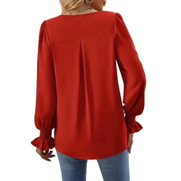 Kadın Uzun Kollu V Yakalı Salaş Ithal Krep Bluz