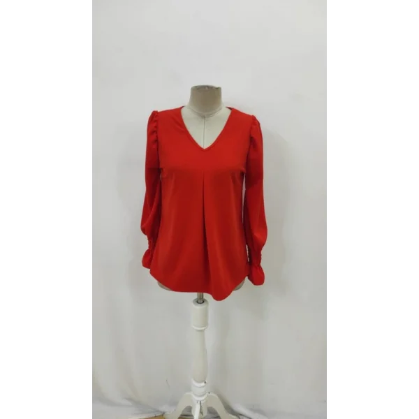 Kadın Uzun Kollu V Yakalı Salaş Ithal Krep Bluz